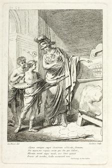 Minerva Teaching a Young Artist, illustration for the Catalogue historique du Cabinet by Mariette. Creator: Ange-Laurent de La Live de Jully