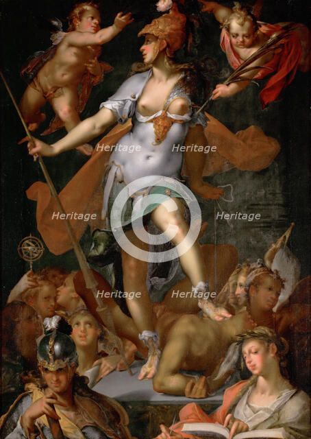 Minerva Victorious over Ignorance, ca 1591. Artist: Spranger, Bartholomeus (1546-1611)