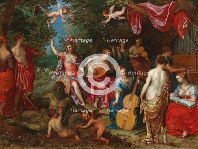 Minerva Visits the Nine Muses, 1608. Creator: Balen, Hendrik I, van (1575-1632).
