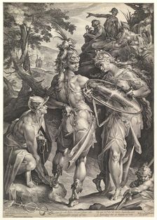 Minerva and Mercury Arming Perseus, 1604. Creators: Bartholomeus Spranger, Jan Muller