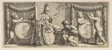 Minerva and the Arms of François Sublet de Noyers Painted by the Geniu..., mid to late 17th century. Creator: Abraham Bosse
