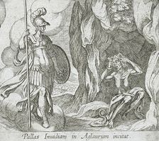 Minerva at Envy's Cave, published 1606. Creators: Antonio Tempesta, Wilhelm Janson