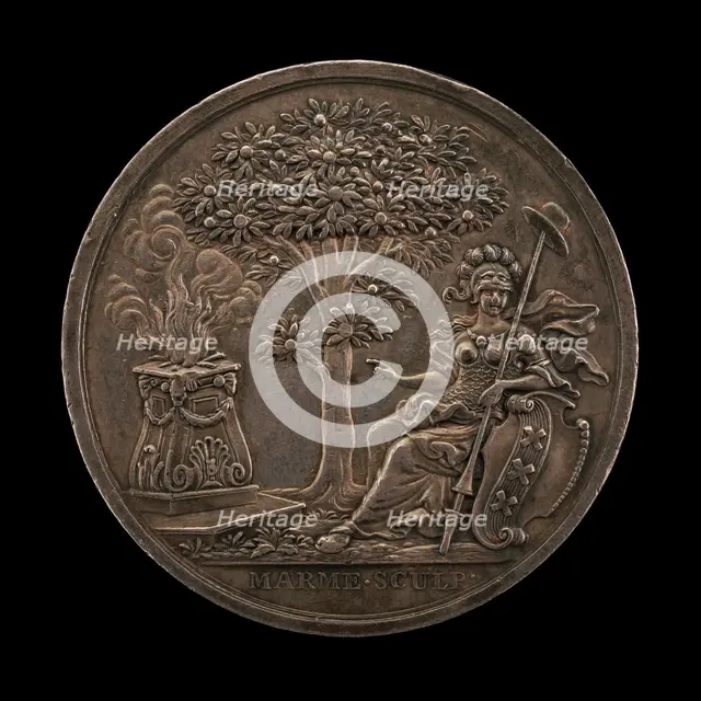 Minerva Encouraging the State [reverse], 1747. Creator: Johann Christian Marmé.