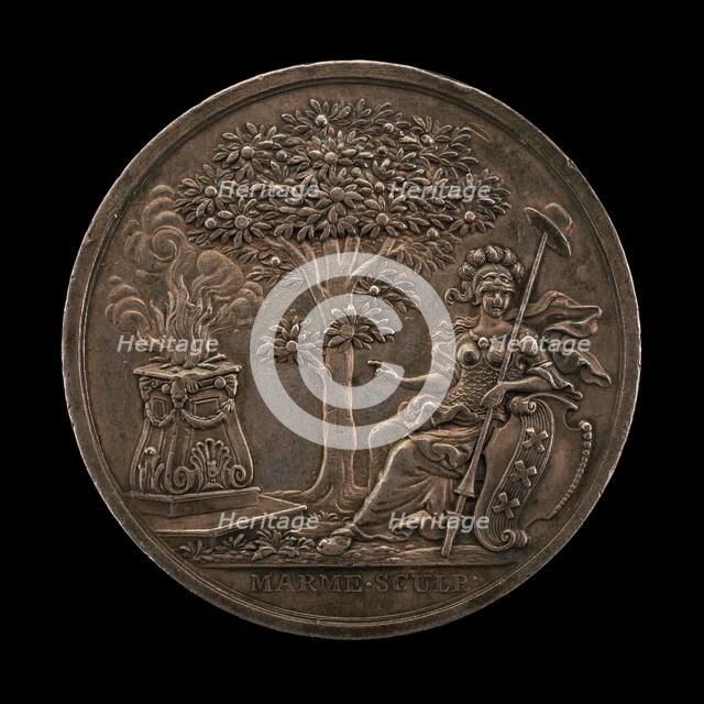 Minerva Encouraging the State [reverse], 1747. Creator: Johann Christian Marmé.