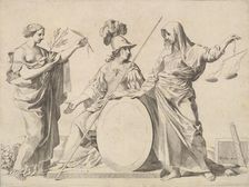 Minerva Flanked by Peace and Justice (Armoiries de Gallard et de Mesmes). Creator: Claude Mellan