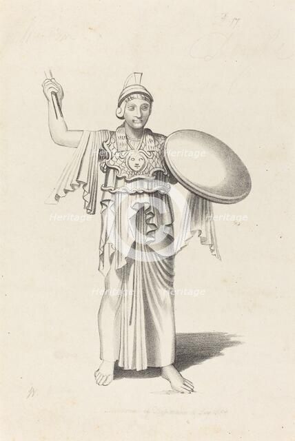 Minerva, From a Bronze by Daedalus, published 1829. Creator: W Walton.
