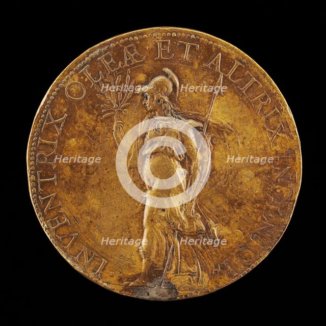 Minerva Holding an Olive Branch and a Spear [reverse], 1574. Creator: Gaspare Romanelli.