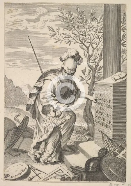 Minerva Instructs the Dauphin, 1640. Creator: Claude Mellan.