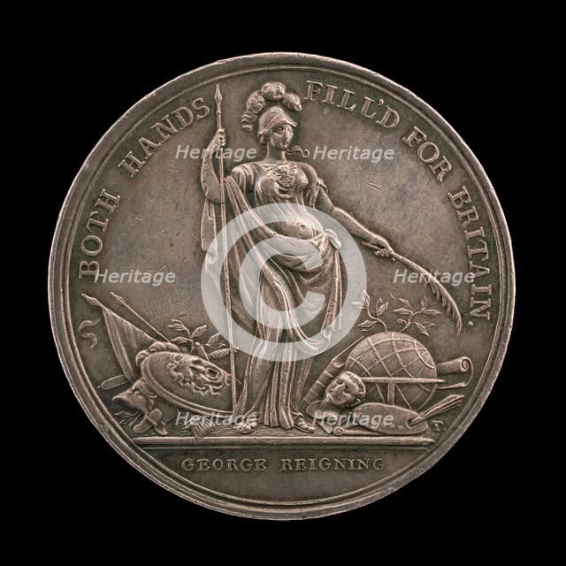 Minerva (Jernegan's Lottery Medal) [obverse], 1736. Creator: John Sigismund Tanner.