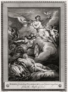 Minerva protecting Telemachus, and preserving him from the Shafts of Love 1775.Artist: W Walker