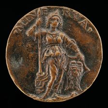 Minerva Resting on a Spear and Shield [reverse], c. 1490/1495. Creator: Unknown