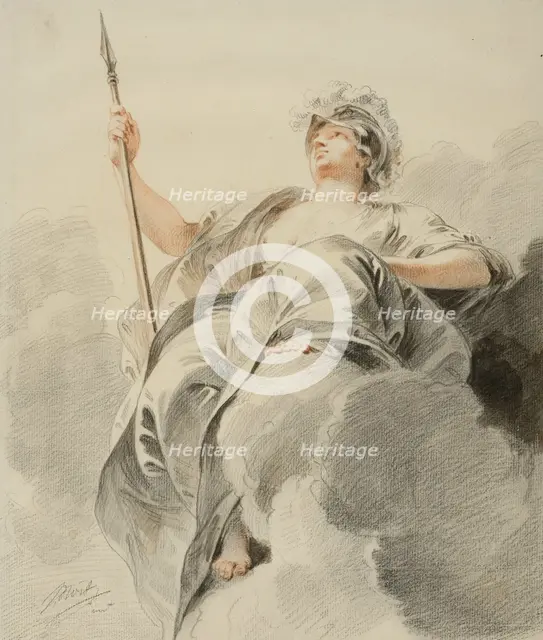 Minerva seated on a cloud. Creator: Jacob de Wit.