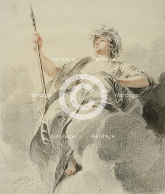 Minerva seated on a cloud. Creator: Jacob de Wit.