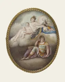 Minerva Shielding a Sleeping Youth from the Arrow of Cupid and the Wiles of Venus, 1797. Creator: Thomas Sully