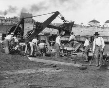 Miners at work on the Mesabi Range in northeast Minnesota, 1903. Creator: Frances Benjamin Johnston