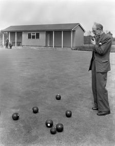 Miners social club bowling green, Featherstone, West Yorkshire, 1959. Creator: Michael Walters