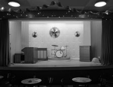 Miners welfare club stage, South Yorkshire, 1967. Creator: Michael Walters