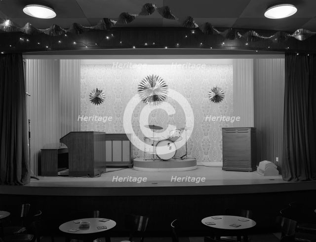 Miners' welfare club stage, South Yorkshire, 1967. Creator: Michael Walters.