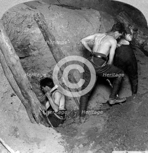 Mining at Messines Ridge, Belgium, World War I, 1914-1918.Artist: Realistic Travels Publishers
