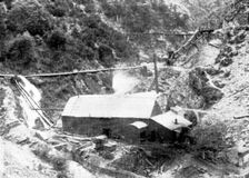 Mining in New Zealand - Achilles Gold-Fields, Limited: Thirty-Stamp Mill...and ore feeders, 1895. Creator: George Meisenbach