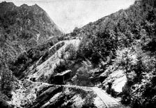 Mining in New Zealand - Achilles Gold-Fields, Limited: tramway...into side of mountains..., 1895. Creator: George Meisenbach