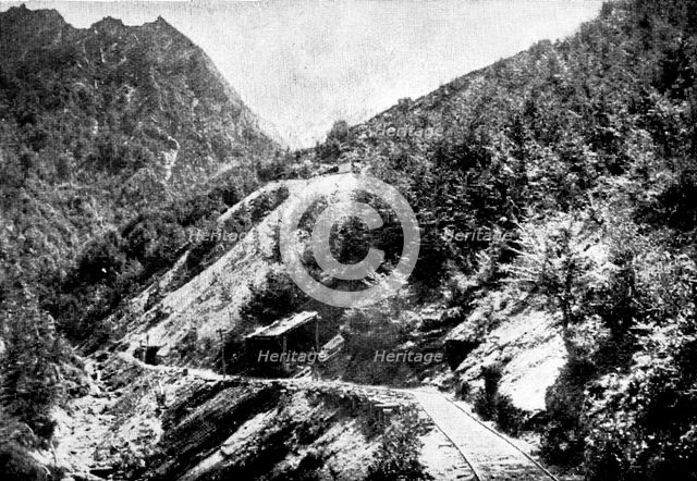 Mining in New Zealand - Achilles Gold-Fields, Limited: tramway...into side of mountains..., 1895. Creator: George Meisenbach.