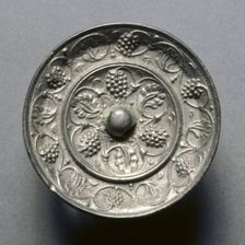 Miniature Mirror with Grape Decoration, 7th century. Creator: Unknown