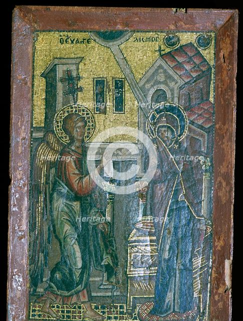 Miniature Byzantine mosaic of the Annunciation, 14th century. Artist: Unknown