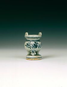Miniature blue and white incense burner, China, c1500. Creator: Unknown