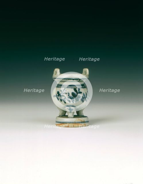 Miniature blue and white incense burner, China, c1500. Creator: Unknown.