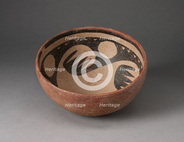 Miniature Bowl with Interior Bird-Wing Motif, A.D. 1250/1400. Creator: Unknown.