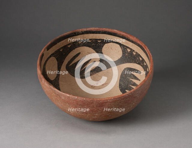 Miniature Bowl with Interior Bird-Wing Motif, A.D. 1250/1400. Creator: Unknown.