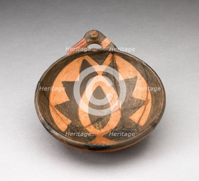 Miniature Bowl with Large Geometric Motif and Bird-Head Handle, A.D. 1450/1532. Creator: Unknown.