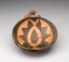 Miniature Bowl with Large Geometric Motif and Bird-Head Handle, A.D. 1450/1532. Creator: Unknown