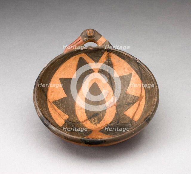 Miniature Bowl with Large Geometric Motif and Bird-Head Handle, A.D. 1450/1532. Creator: Unknown.