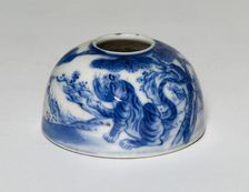 Miniature Brushwasher with Tiger in a Landscape, Qing dynasty (1644-1911). Creator: Unknown