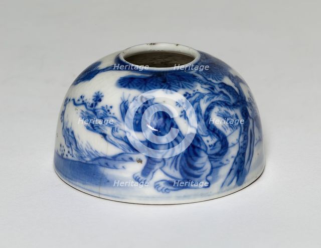 Miniature Brushwasher with Tiger in a Landscape, Qing dynasty (1644-1911). Creator: Unknown.