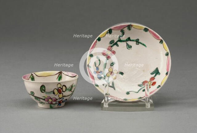 Miniature Cup and Saucer, Staffordshire, 1760/69. Creator: Staffordshire Potteries.