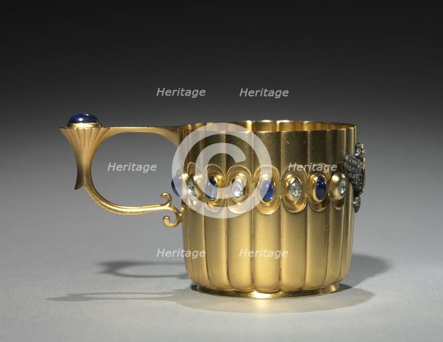 Miniature Cup (Kovsh), before 1896. Creator: House of Fabergé (Russian, 1842-1918); Mikhail Evlampievich Perkhin (Russian, 1860-1903).