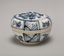 Miniature Covered Box with Chrysanthemum Spray, 15th century. Creator: Unknown