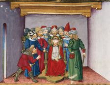 Miniature depicting Jesus, in crimson robes, tortured and mocked, 1476. Creator: Cristoforo De Predis