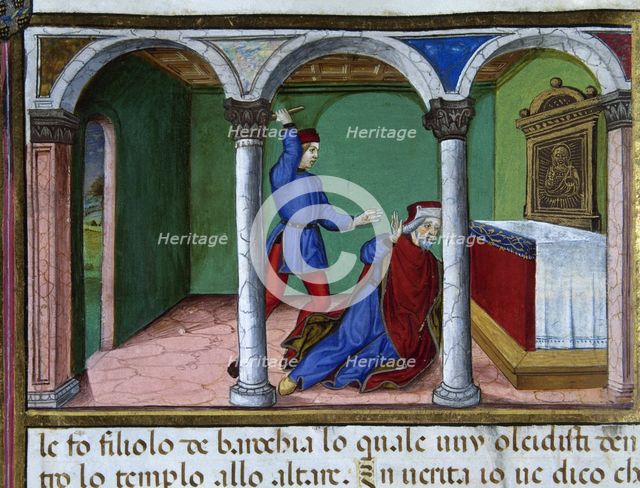 Miniature depicting Jesus remembering that God sent his prophets and that they killed them..., 1476. Creator: Cristoforo De Predis.