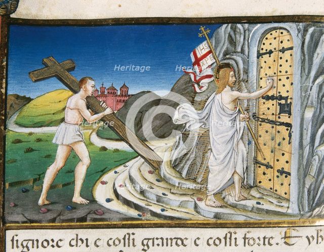 Miniature depicting Jesus, resurrected, knocking at a door, 1476.  Creator: Cristoforo De Predis.