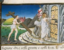 Miniature depicting Jesus, resurrected, knocking at a door, 1476. Creator: Cristoforo De Predis