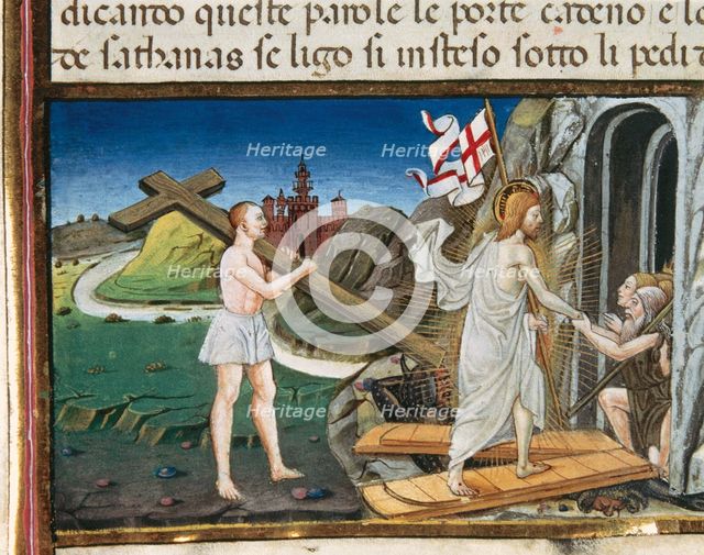 Miniature depicting Jesus, resurrected, returns to lead the righteous's souls to the Paradise, 1476. Creator: Cristoforo De Predis.