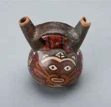 Miniature Double Spout Vessel Depicting Masked Ritual Performer, 180 B.C./A.D. 500. Creator: Unknown