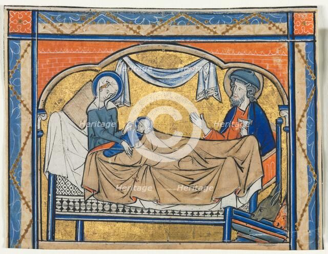 Miniature Excised from a Psalter: The Nativity, c. 1270. Creator: Unknown.