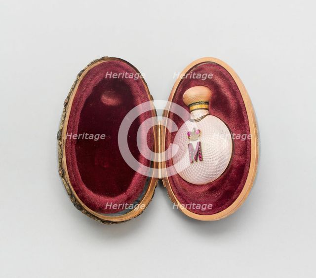 Miniature Easter Egg with Scent Bottle, Saint Petersburg, Before 1899. Creator: Fabergé Workshop.