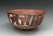 MIniature Flared Bowl Depicting Trophy Heads and Abstract Peppers, 180 B.C./A.D. 500. Creator: Unknown