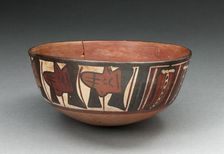 MIniature Flared Bowl Depicting Trophy Heads and Abstract Peppers, 180 B.C./A.D. 500. Creator: Unknown